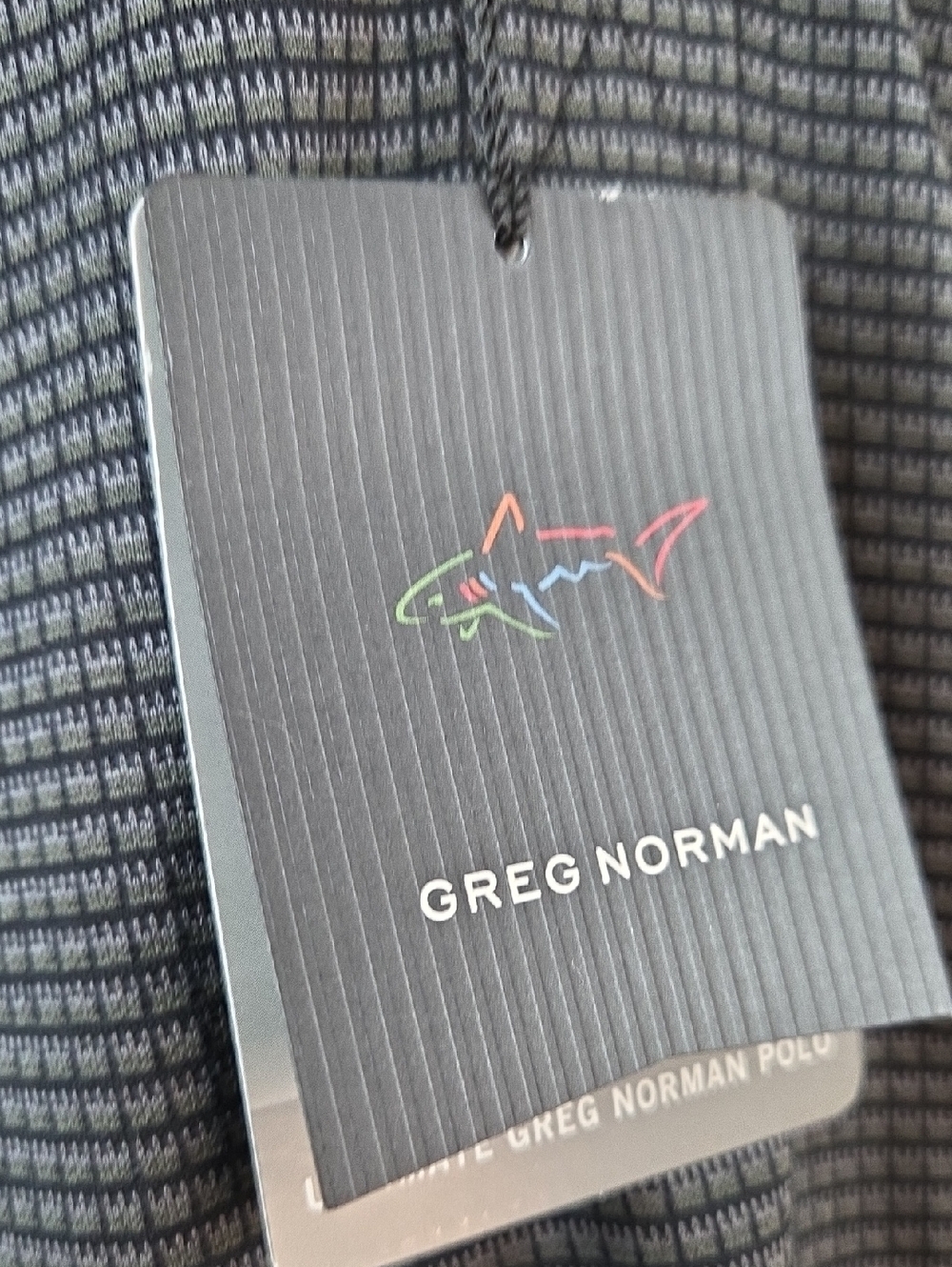 GREG NORMAN LARGE SHIRT NWT ULTIMATE POLO Men's Dark Textured Long-Sleeve Polo